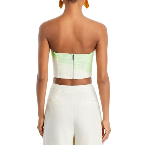 Alice + Olivia Ceresi Smocked Back Crop Top Women's 10 Floral Print Strapless - Picture 5 of 13